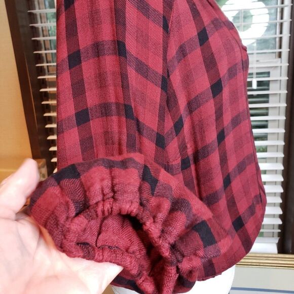 Anthropologie Cloth & Stone Red Plaid Soft Pullover Top Blouse womens M medium - Picture 4 of 9